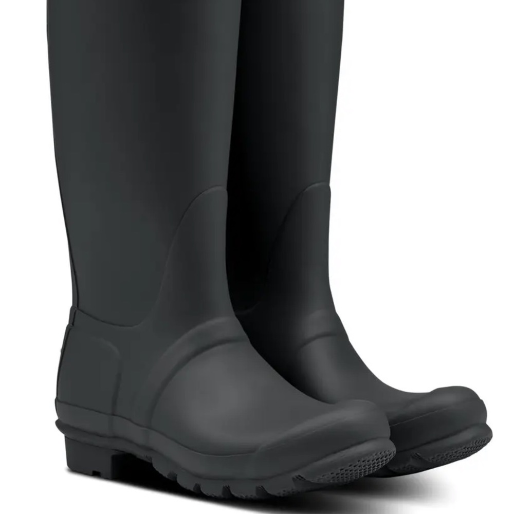 Black matte tall hunter boots